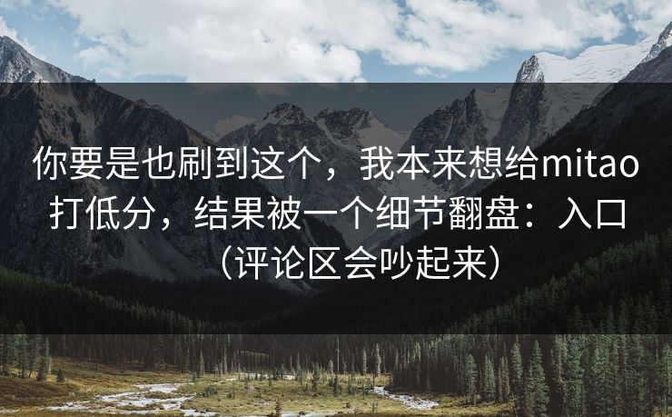 你要是也刷到这个,我本来想给mitao打低分,结果被一个细节翻盘:入口(评论区会吵起来) 你要是也刷到这个,我本来想给mitao打低分,结果被一个细节翻盘:入口(评论区会吵起来)