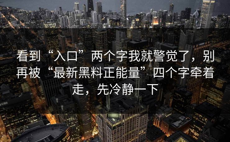 看到“入口”两个字我就警觉了，别再被“最新黑料正能量”四个字牵着走，先冷静一下